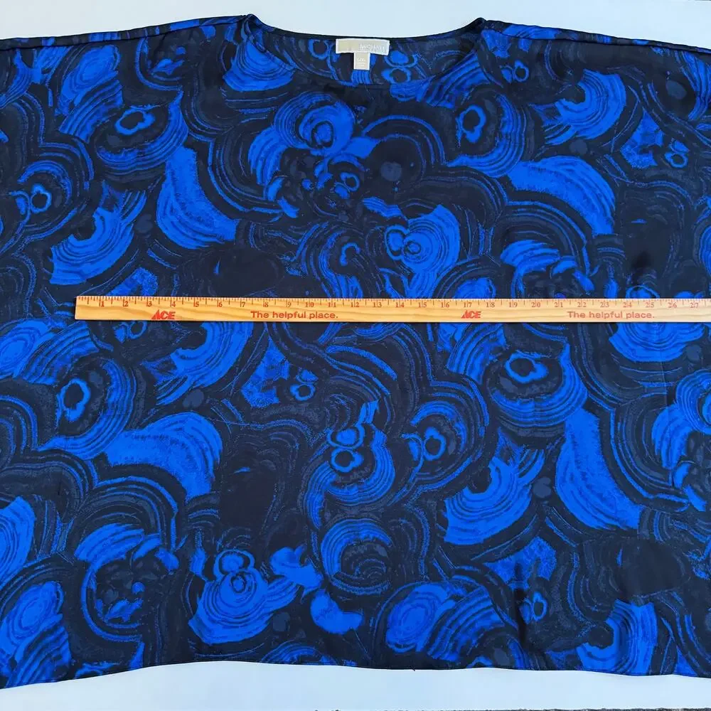 Michael Kors Swirl Print Satin Feel Tunic Flutter Top Size XL Beach Boho EUC